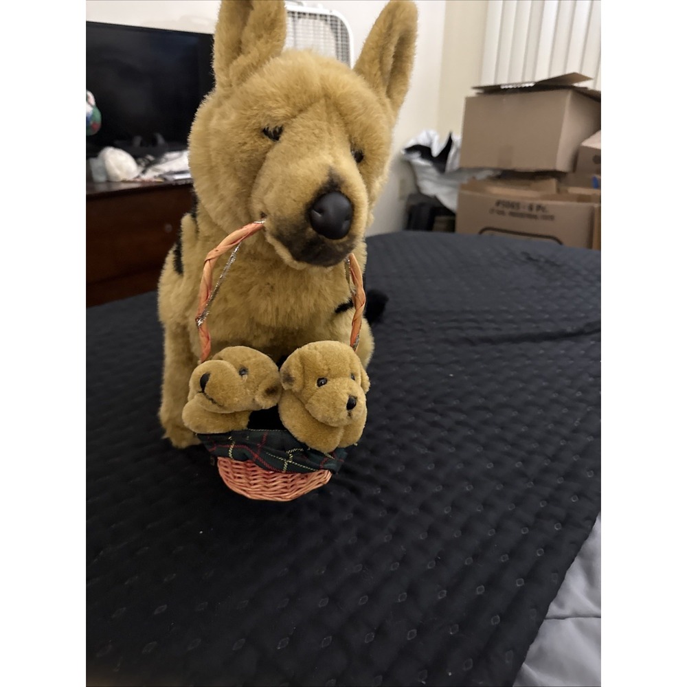 E&J Classic Collection 18" German Shepherd Plush With Basket Of Puppies